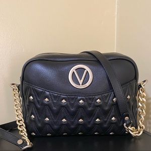 Mario Valentino Quilted Studded Black Handbag